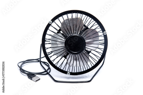 Portable USB Desk Fan on White Background