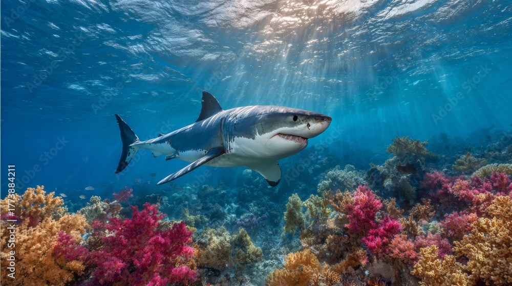 Fototapeta premium shark swimming in the sea water