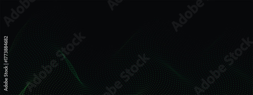 Dynamic green dotted wave on black creates modern tech feel for presentations