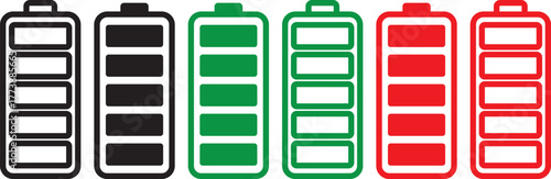 Smartphone charging battery icon set. battery level indicator icons. Concept power, energy, low , full, empty sign. Battery level indicators. Colorful battery charge level icons. Battery power level p