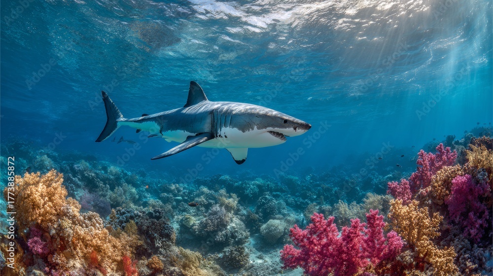Fototapeta premium shark swimming in the sea water