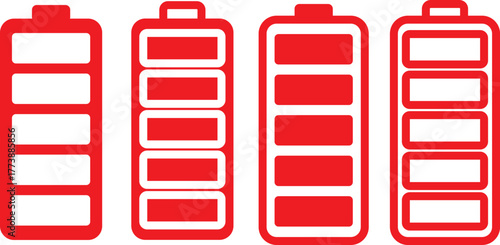 Smartphone charging battery icon set. battery level indicator icons. Concept power, energy, low , full, empty sign. Battery level indicators. Colorful battery charge level icons. Battery power level p