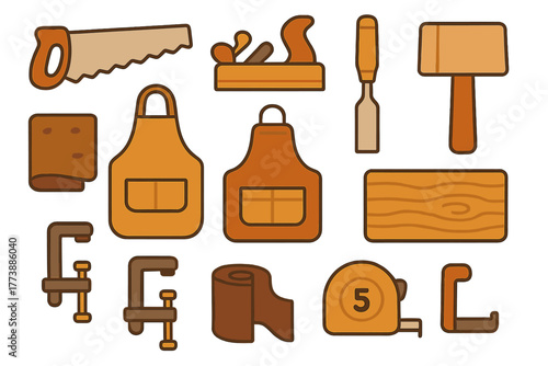Essential carpentry tools and equipment set for professional woodworking projects