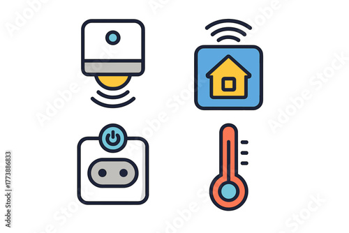 Smart home automation system devices including motion sensor, smart socket, wireless control, and climate device