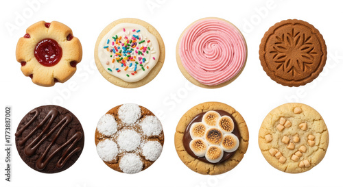 Assorted sweet baked treats isolated on a transparent background