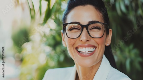 Businesswoman sharing startup success story during online conference panel inspiring new entrepreneur bright studio