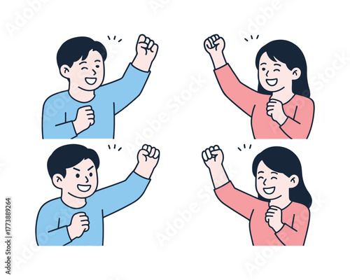 Simple vector illustration material of a happy young man and woman