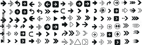 Arrow Icons Set Vector Collection Black Direction Symbols