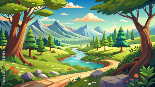 Very beautiful scenic view of Fabyan Forest Preserve in Illinois, showcasing lush greenery, walking trails, and serene natural landscapes under a bright sky, representing peaceful Midwestern nature.