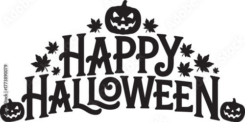 Happy Halloween Lettering Silhouette Illustration, Halloween Silhouettes Cliparts