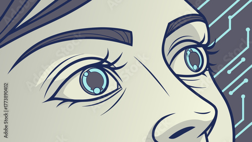 Human Eyes Reflecting Code — Digital Focus Vector 