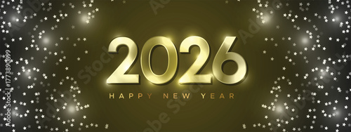 Golden Luxury 2026 Happy New Year Glitter Banner