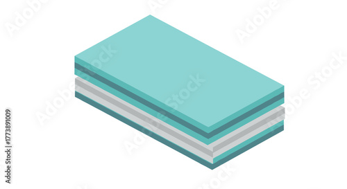 Isometric minimalist stacked layers in light blue and white