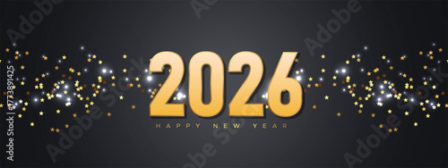 Gold Spark Confetti 2026 New Year Luxury Banner