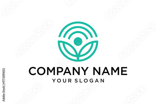 Modern Abstract Circle Leaves Logo Design for Technology and Nature Concepts