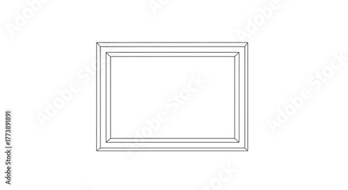 A simple, empty rectangular frame depicted with clean lines, offering a three-dimensional effect against a white background