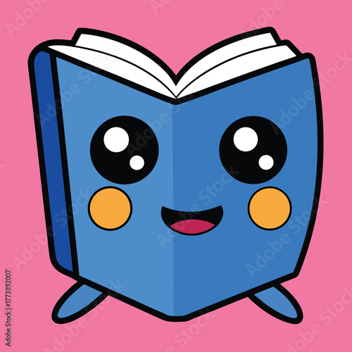 Cute Book Cartoon Illustration Kawaii Character Education Knowledge Learning