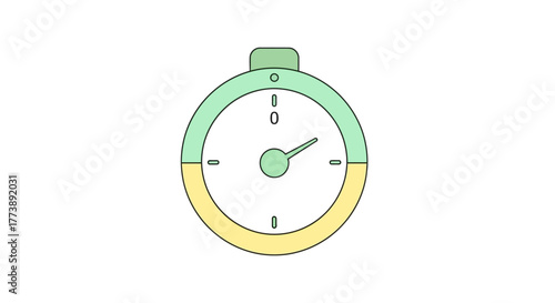 A simple, digital-style stopwatch icon with green and yellow accents. The timer is in action