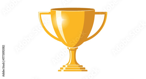 Golden, ornate cup with handles and a pedestal, signifying achievement, standing alone against a white backdrop