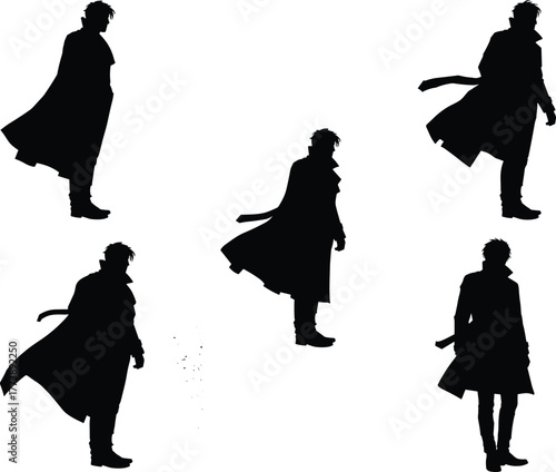 Cello player silhouette set, musicians performing, classical music art, orchestra instrument, vector illustration