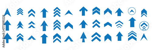 Set swipe up arrows icons. Different black arrows sign upwards. Scroll or swipe up. Graphic vector elements for web, applications, infographic, social media. Collection of swipe up icons arrows