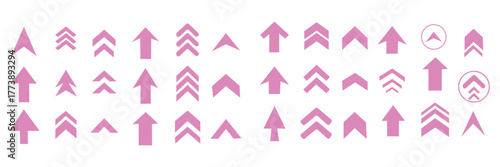 Set swipe up arrows icons. Different black arrows sign upwards. Scroll or swipe up. Graphic vector elements for web, applications, infographic, social media. Collection of swipe up icons arrows