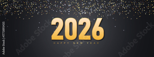 Minimal Gold 2026 Happy New Year Luxury Banner