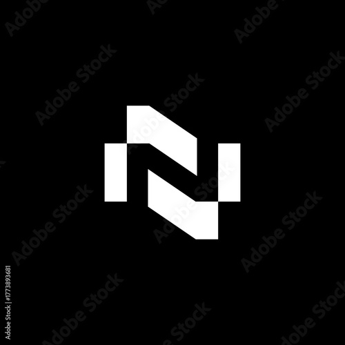 abstract N logo, simple N letter design