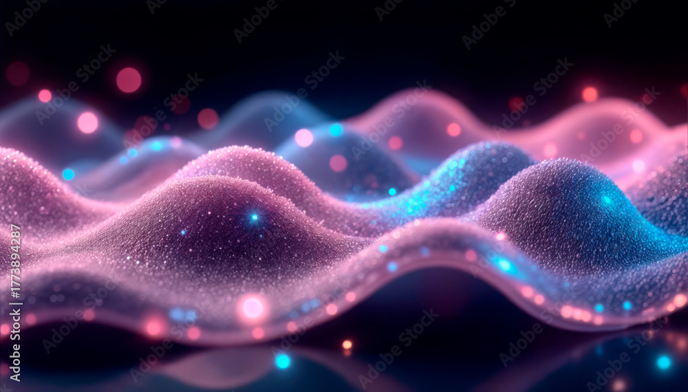 Fototapeta premium Bright futuristic wave background on black background