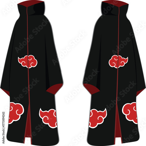 black red akatsuki cloud  overcoat