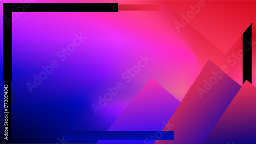 Red and blue sunset triangles black frame background
