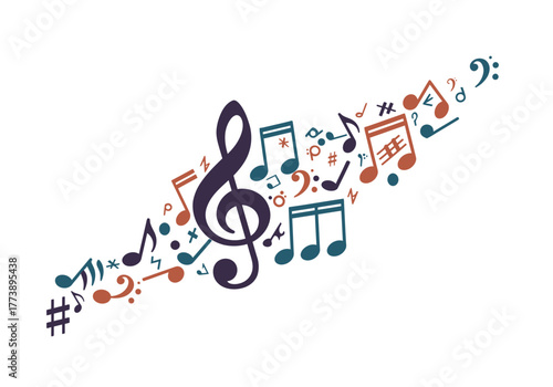 Musical Notes Composition: A Symphony of Colors and Shapes.