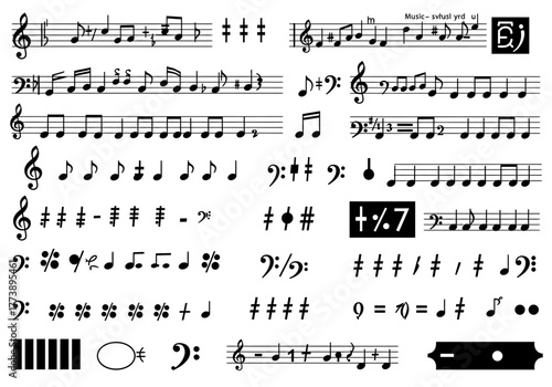 A comprehensive collection of various musical notation symbols.