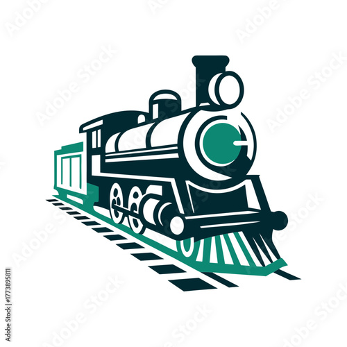 Vintage Train Vector Icon, Transportation Symbol