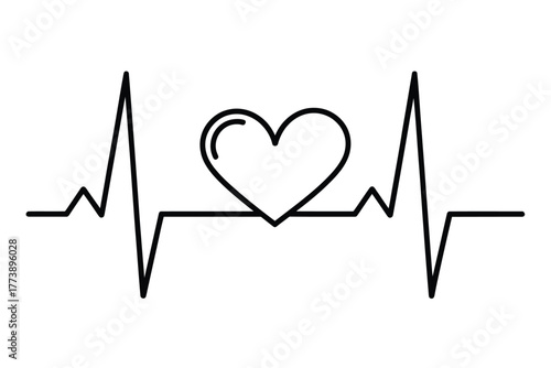 Heartbeat ekg line with a heart symbol