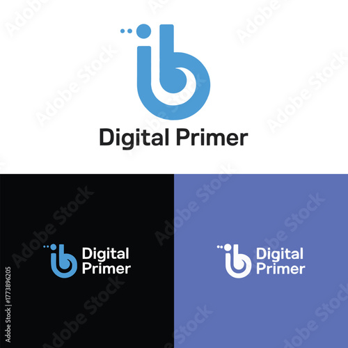 Modern blue digital primer logo with text variations
