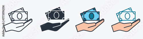 money on hand  icon logo set