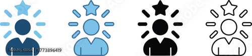 Icon representing a person with a star above their head, symbolizing achievement, recognition, or excellence