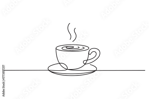 Coffee beverage Concept. Single line draw design. one line Icon drawing with white background
