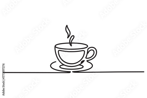 Coffee beverage Concept. Single line draw design. one line Icon drawing with white background
