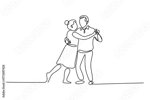 Continuous one-line drawing dance full of love grandparents. Grandparent day concept. one line Icon drawing with white background