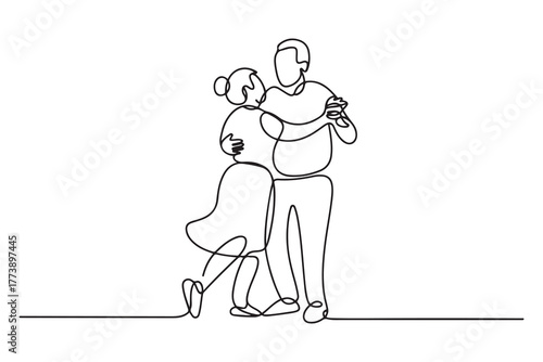 Continuous one-line drawing dance full of love grandparents. Grandparent day concept. one line Icon drawing with white background