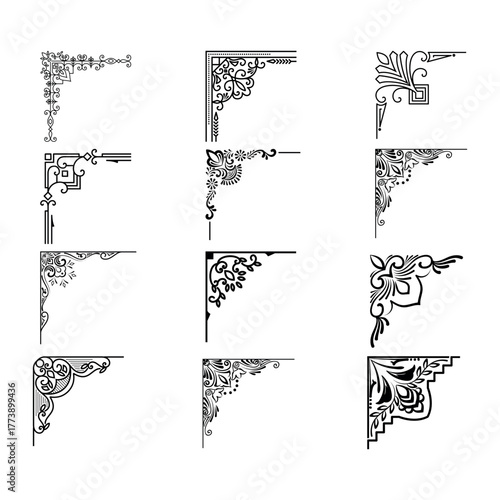 Gold vintage baroque corner ornament retro pattern antique style acanthus. Decorative design element filigree calligraphy vector. Vintage frame corner. Framer corner. Vintage Corners.