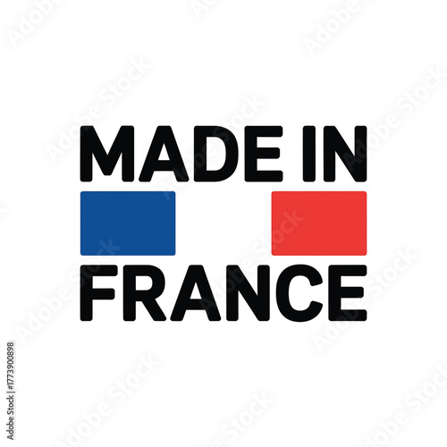 Made in france label with french flag colors