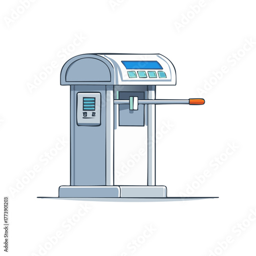 Electronic turnstile gate for access control and security, modern vector illustration