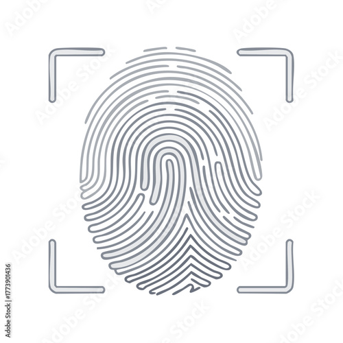 Stylized fingerprint scan icon representing secure biometric identification and access control technology