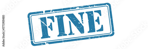 Distressed blue stamp with the word fine