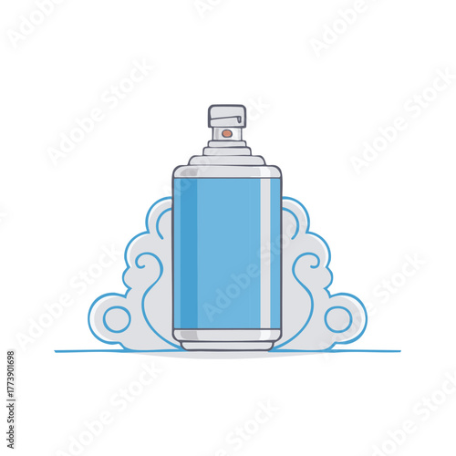 Spray Can Surrounded by Vapor Decorative Vector Illustration