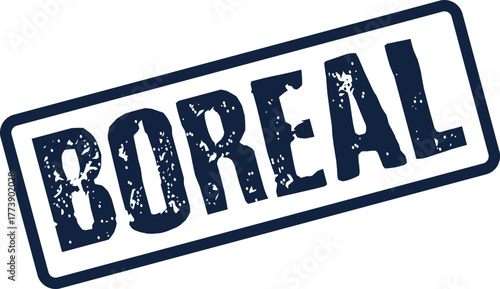 Boreal Official Dark Blue Rubber Stamp Mark Representing Northern Regions or Wilderness Expeditions