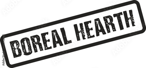 Boreal Hearth Official Black Rubber Stamp Mark Representing Home Comfort and Northern Warmth